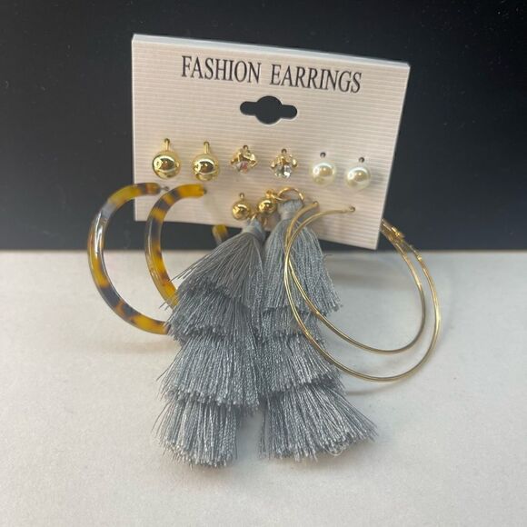 “ Victoria”6 Earrings Collection Bohemian Geometric Sets Tassel Long 18k Gold - Picture 2 of 4